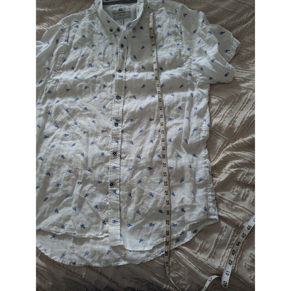 Report Collection Resort Linen Shirt Mens XL SS Button Down Nautical Lobster - Picture 3 of 9